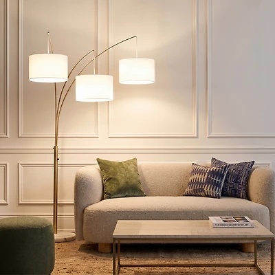 Trilage 84" Led Contemporary Arc Floor Lamp with Marble Base, Bulbs Included