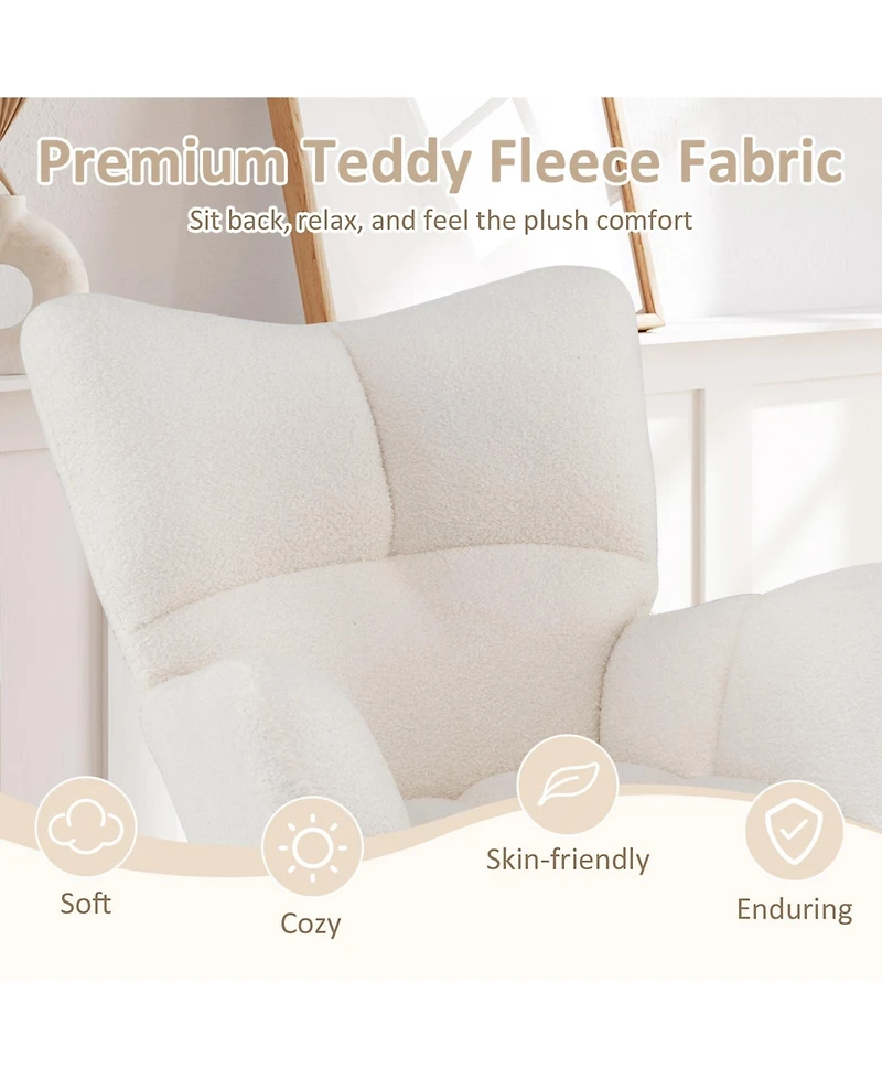 Slickblue Modern Nursery Rocking Chair with Cushioned Backrest and Armrest for Comfort