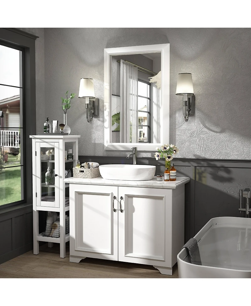 Apmir 24" x 36" Inch Thick Metal Framed Wall Mirrors for Bedroom