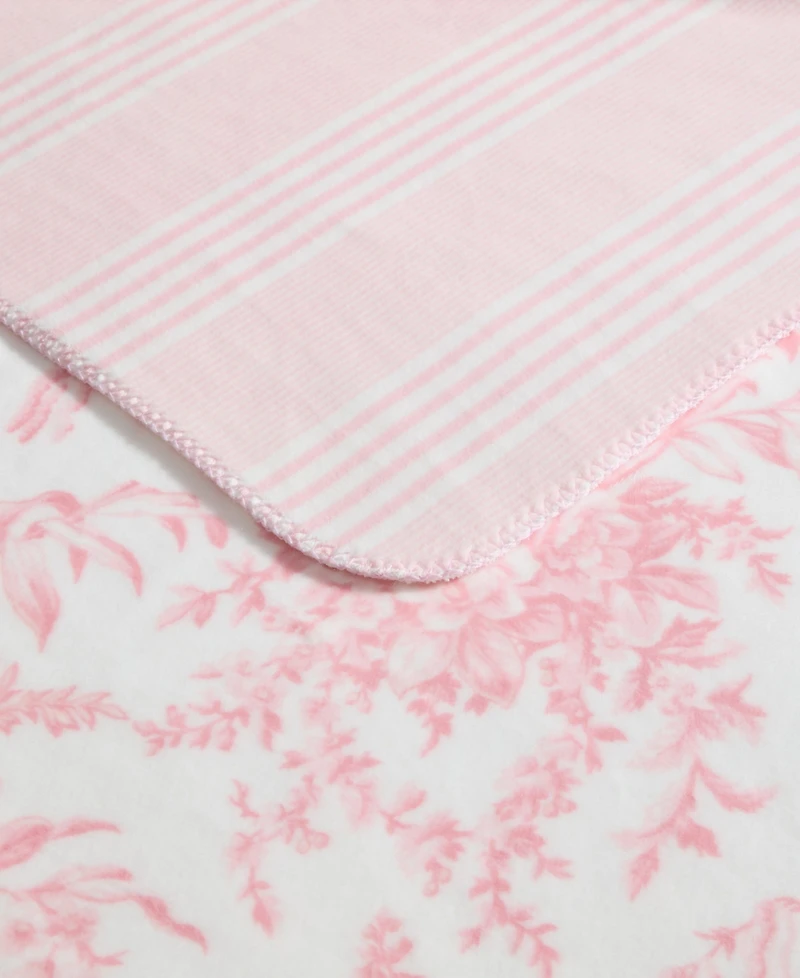 Laura Ashley Bedford Printed Plush Reversible Throw, 70" x 50"
