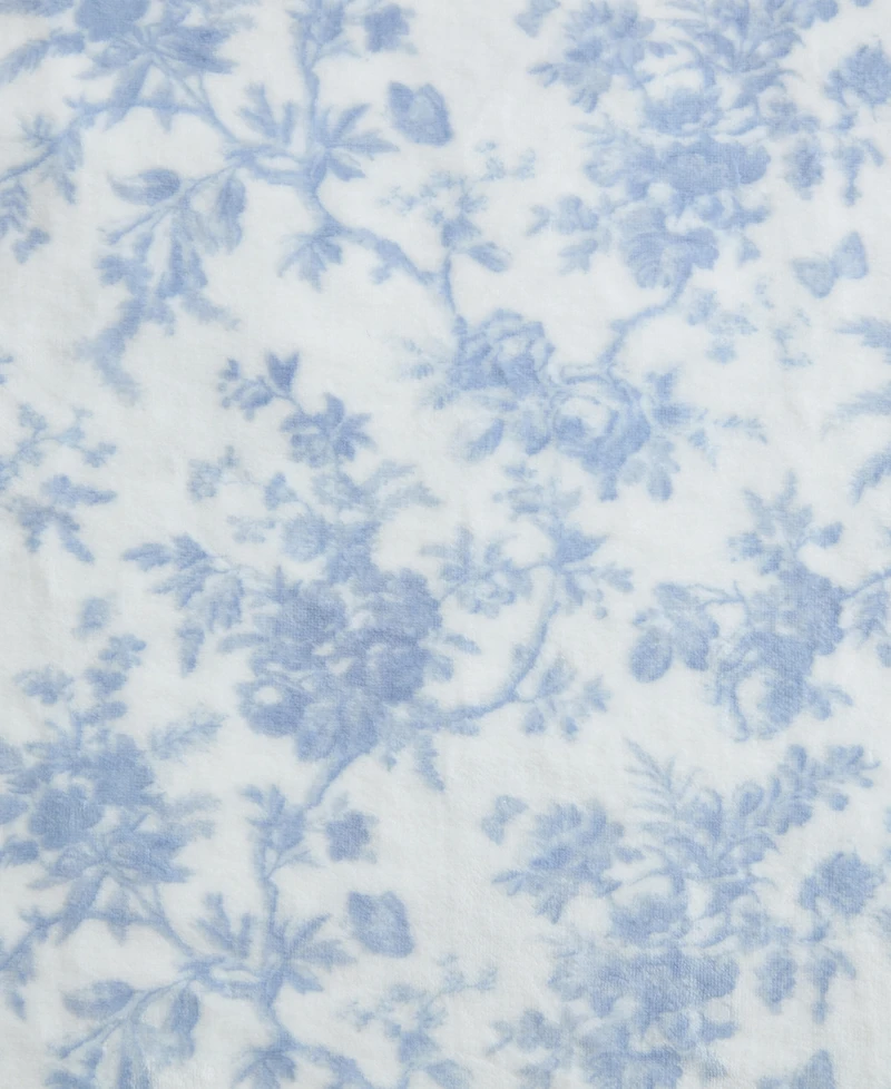 Laura Ashley Bedford Printed Plush Reversible Throw, 70" x 50"
