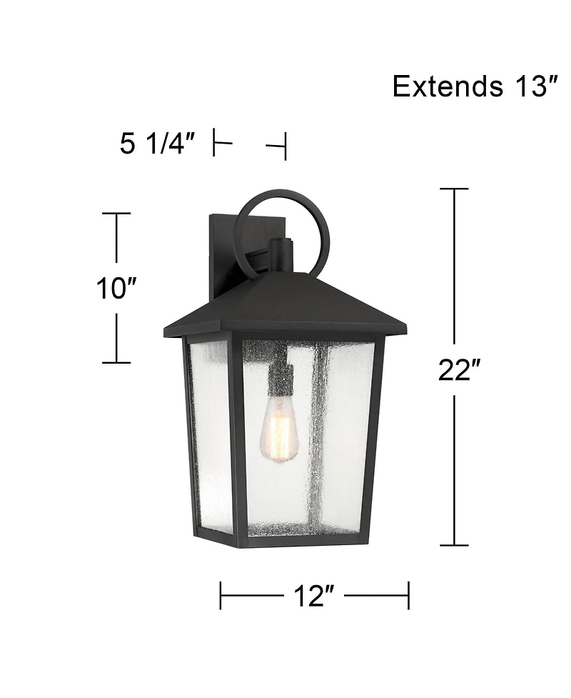 John Timberland Westmont 22" High Modern Outdoor Wall Light Fixture Mount Porch House Weatherproof Sand Black Aluminum Glass Shade