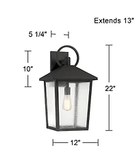 John Timberland Westmont 22" High Modern Outdoor Wall Light Fixture Mount Porch House Weatherproof Sand Black Aluminum Glass Shade