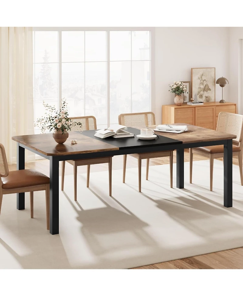 gaomon 78.7" Long Mdf Rectangle Industrial Dining Table
