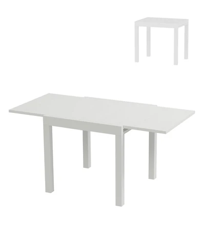 homfan Expandable Outdoor Dining Table with Aluminum Frame and Wood-Look Top, Seats 4 to 6
