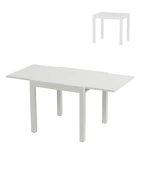 homfan Expandable Outdoor Dining Table with Aluminum Frame and Wood-Look Top, Seats 4 to 6