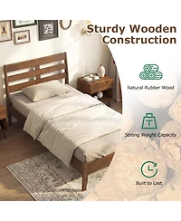Slickblue Wooden Platform Bed Frame with Slatted Headboard