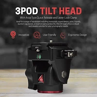 3Pod Tilt Head with Arca-Type Quick Release and Lever-Lock Clamp