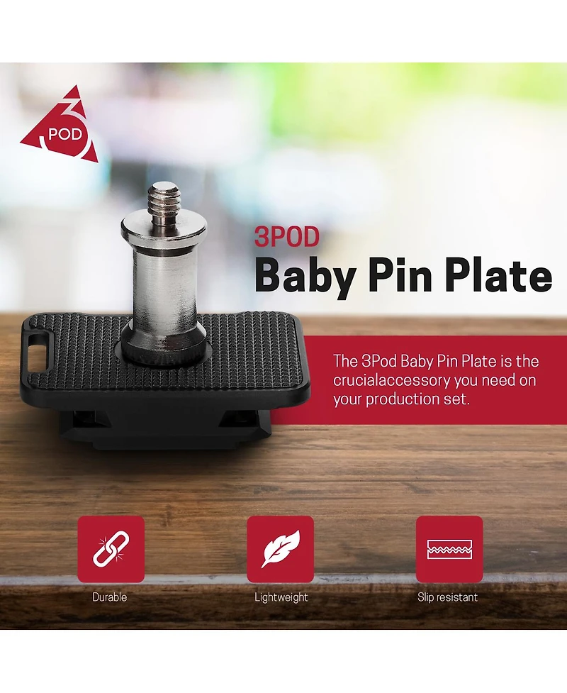3Pod Baby Pin Plate, Arca and RC2 Compatible, Convert Your Tripod to a Light Stand with Multi-Mount Tripod Plate