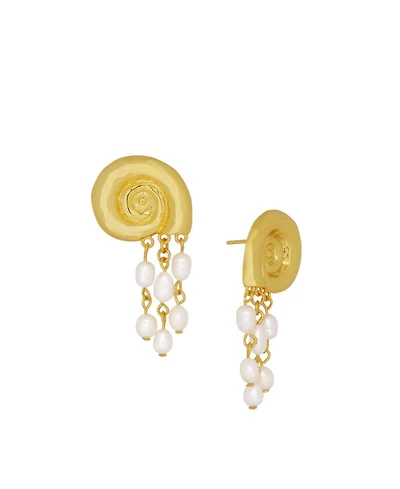 Ottoman Hands Waterproof Shell Pearl Beaded Stud Earrings