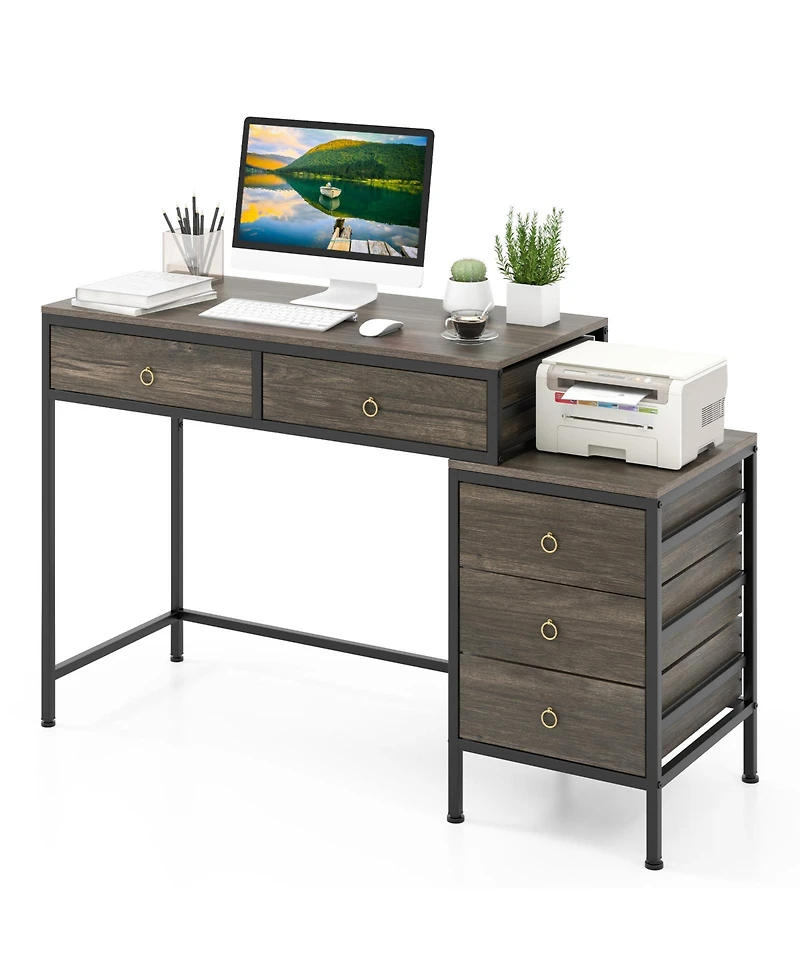 Slickblue Computer Desk with Storage 5 Drawers and Side Filing Cabinet