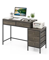 Slickblue Computer Desk with Storage 5 Drawers and Side Filing Cabinet