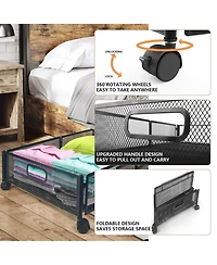 Underbed Rolling Storage Drawer with Metal Mesh Frame and Wheels, 2 Packs