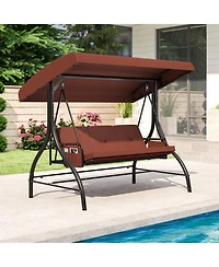 Sugift 3-Piece Patio Swing Set with Canopy and Removable Cushions