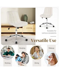 Gouun Teddy Fleece Armless Swivel Vanity Chair for Makeup Desk