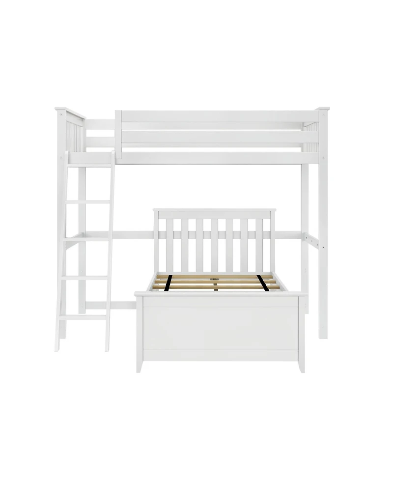 Max & Lily Solid Wood L-Shaped Bunk Bed Twin over for Kids