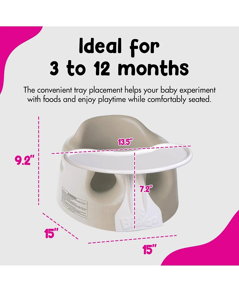 Bumbo Baby Infant Soft Foam Floor Seat with Eating and Play Top Tray Attachment