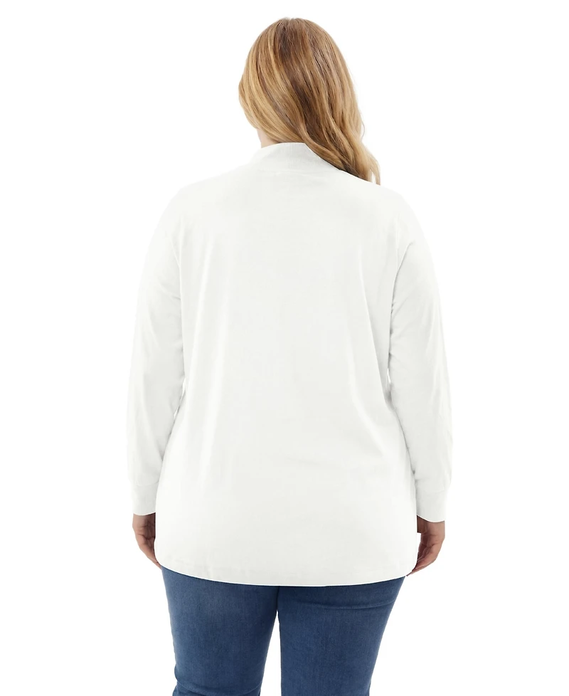 Woman Within Women's Perfect Long-Sleeve Mockneck Tee