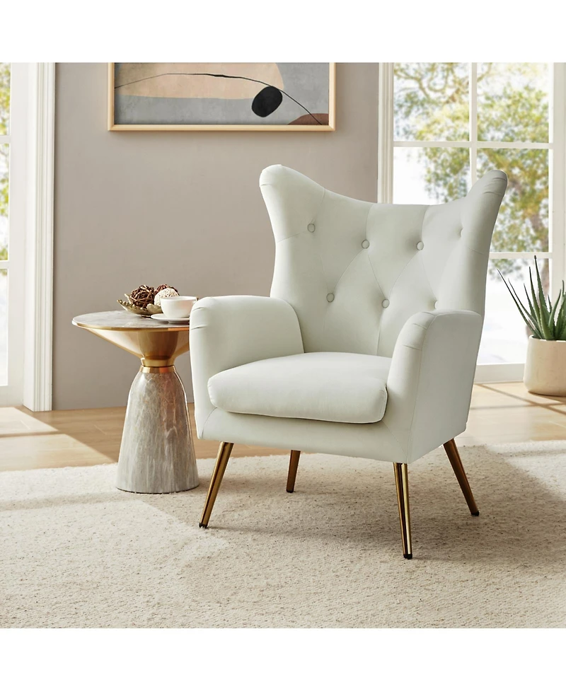 Hulala Home Avianna Wide Tufted Velvet Wingback Chair