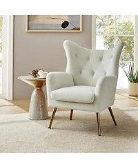 Hulala Home Avianna Wide Tufted Velvet Wingback Chair