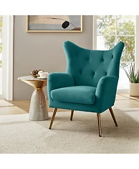 Hulala Home Avianna Wide Tufted Velvet Wingback Chair
