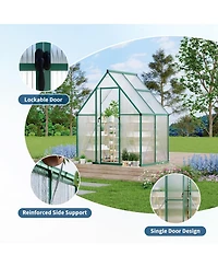 gaomon 6'X4' Aluminum-Framed Polycarbonate Greenhouse, Heavy Duty Greenhouse with Quick Setup Structure and Roof Vent