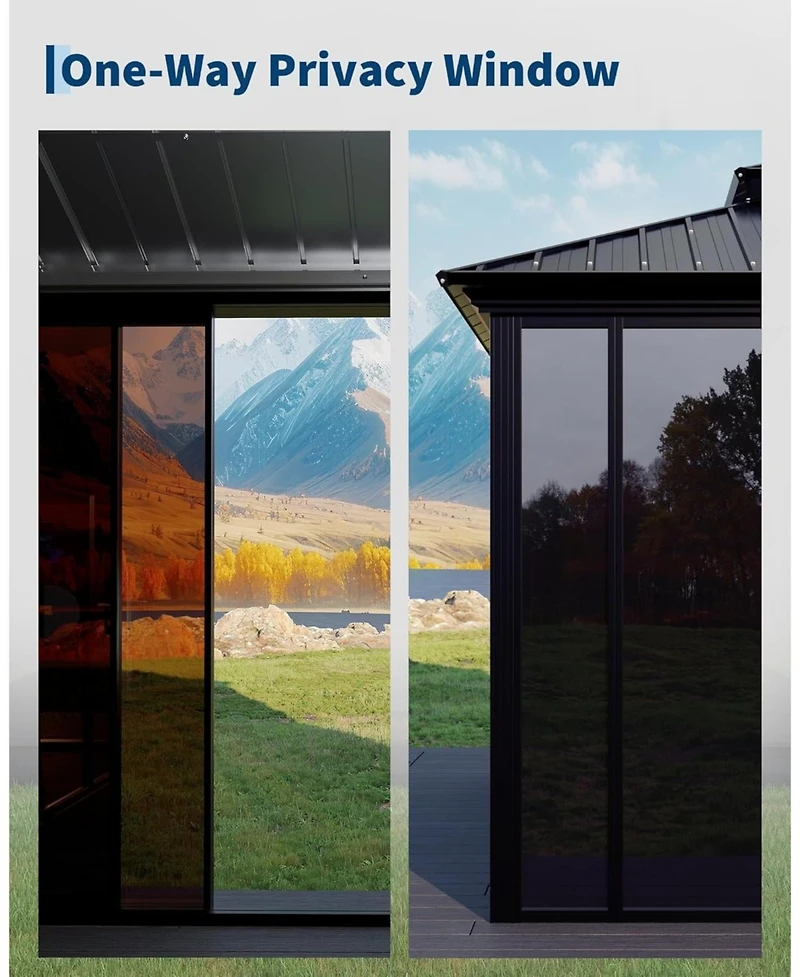 gaomon 12x16Ft Sunroom Hardtop Gazebo, Enclosed Gazebo with Floor-to-Ceiling Sliding Doors, All-Aluminum Alloy Frame