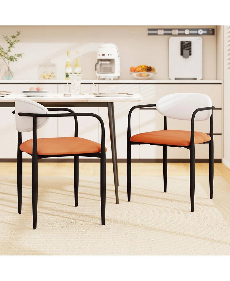 Slickblue Set of 2 Dining Chairs with Cushioned Seat and Curved Back