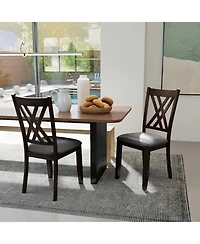 Slickblue Wooden Dining Chair Set of 2 Linen Upholstered Rubber Wood Frame