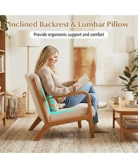 Slickblue Accent Lounge Chair Corduroy Fabric with Lumbar Pillow Support