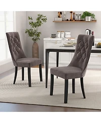 Slickblue Upholstered Tufted Dining Chairs Set of 2, High Back Support and Soft Seat