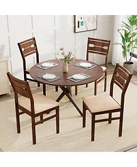Slickblue Set of 2 Dining Chairs Rubber Wood Frame with Cushioned Seat