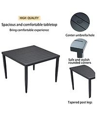 Flynama 5-Piece Outdoor Patio Aluminum Furniture, including 4 Dining Chairs Sunbrella Fabric Cushioned with Umbrella Hole