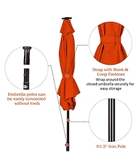 Sugift 9 ft Solar Led Patio Market Umbrella with Tilt and Crank