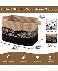 Gnuadz 3 Piece Woven Storage Baskets Rectangle Organizer Bins Gift Basket