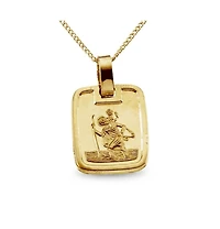 Curata Jewelry Solid 18k Yellow Gold Small Square St Christopher Pendant Necklace 13x10mm Pendant