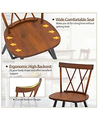 Slickblue Set of 2 Farmhouse Dining Chairs with Solid Rubber Wood Frame for Kitchen and Room