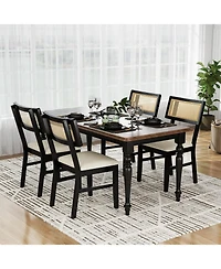 Slickblue Rattan Dining Chairs Set of 2 Upholstered with Wood Legs