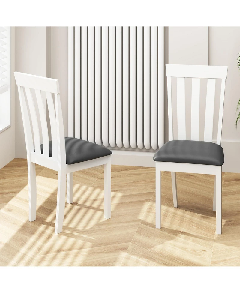 Slickblue Wooden Kitchen Dining Chairs Set of 2 with Upholstered Seat