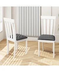 Slickblue Wooden Kitchen Dining Chairs Set of 2 with Upholstered Seat