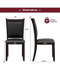 Slickblue Set of 2 Faux Leather Dining Side Chairs with Cushioned Seat for Kitchen and Dining Room