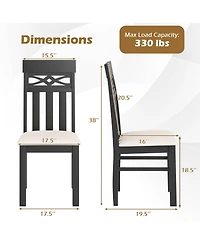 Slickblue Dining Chairs Set of 2 Rubber Wood Frame with High Back Seat