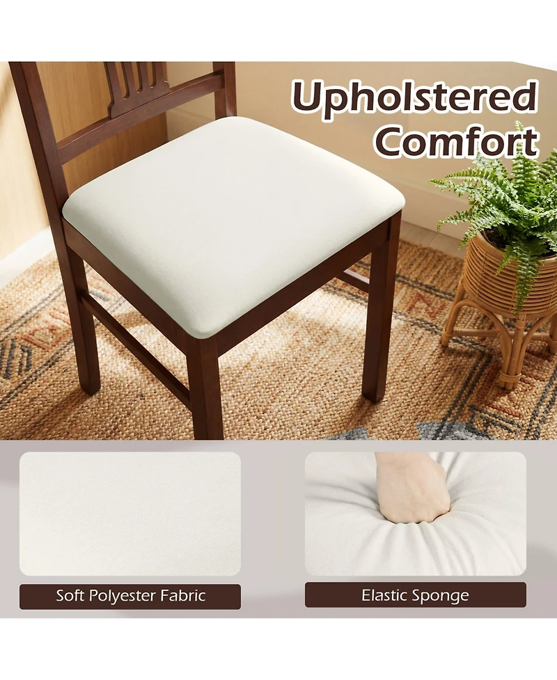 Slickblue Wooden Dining Chair Set of 2 with Upholstered Seat and Wood Frame