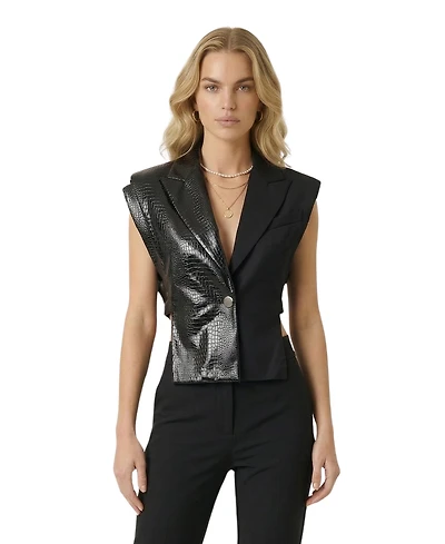 Modenaire Women's Mixed Texture Sleeveless Blazer