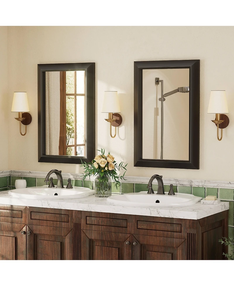Apmir 16" x 24" Inch Thick Metal Framed Wall Mirrors for Bedroom