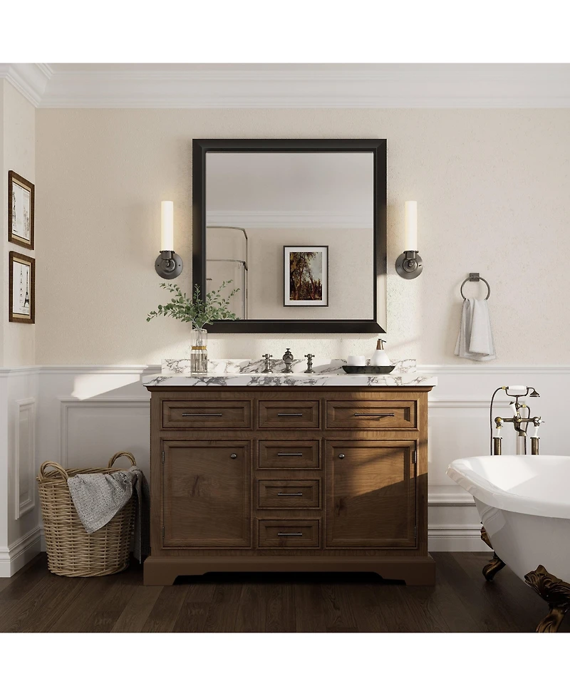 Apmir 36" x 36"-Inch-Thick Metal Framed Wall Mirrors for Bedroom
