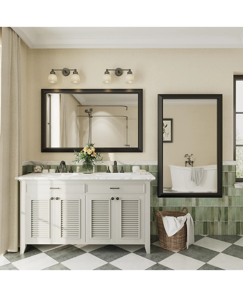 Apmir 48" x 30" Inch Thick Metal Framed Wall Mirrors for Bedroom, Rectangle Wall-Mounted Mirrors