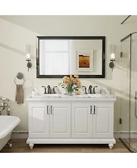 Apmir 50" x 30" Inch Thick Metal Framed Wall Mirrors for Bedroom