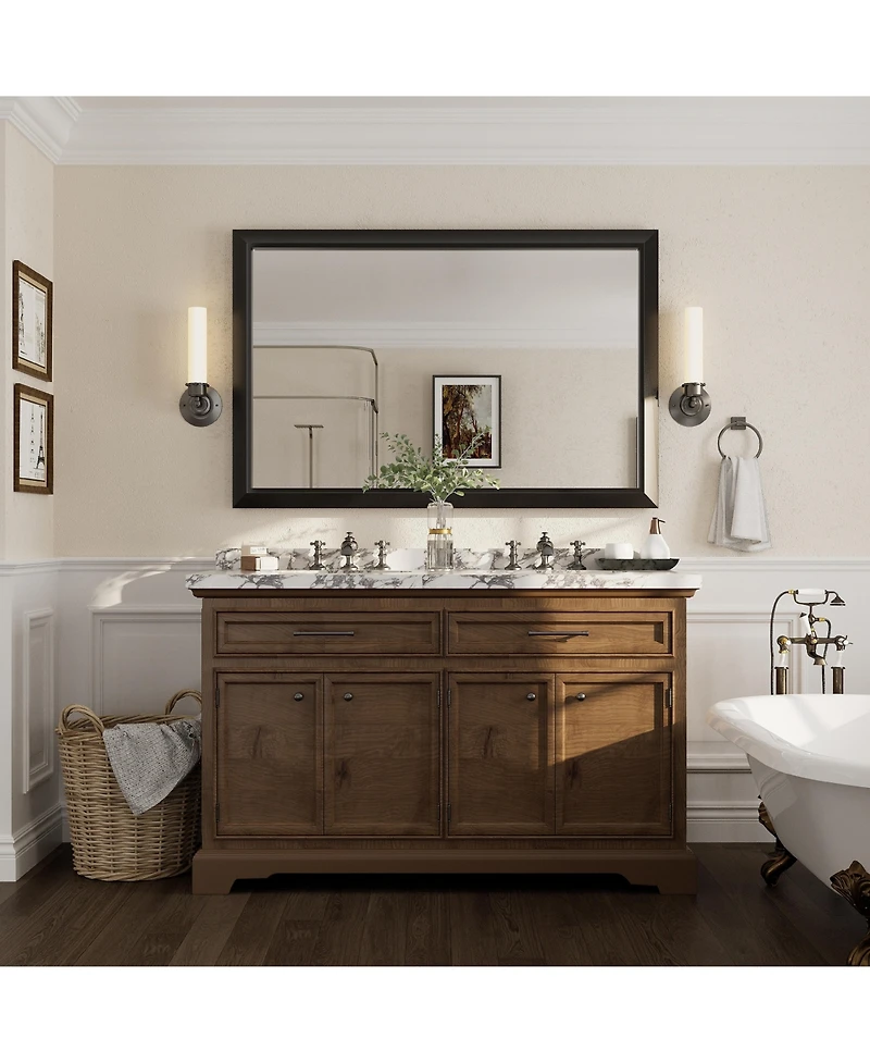 Apmir 55" x 36" Inch Thick Metal Framed Wall Mirrors for Bedroom