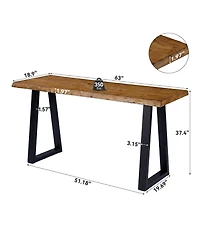 Tribesigns 63" Solid Wood Bar Table, Commercial Grade Counter Height Table with Metal Legs, Heavy Duty Long Pub Table